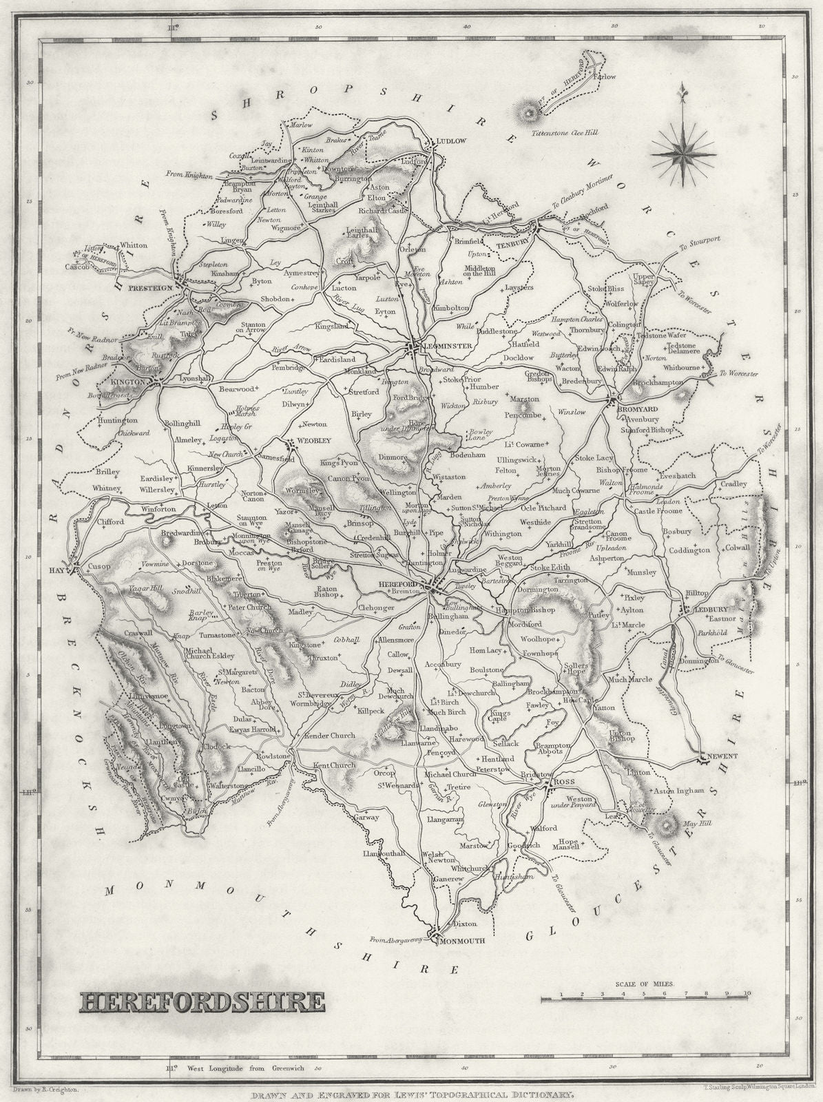HEREFORD. Herefordshire. Lewis 1831 old antique vintage map plan chart